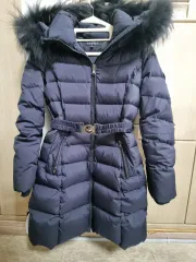 レディース ベルト付き フード ダウン コート