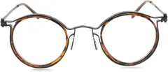 bonobono marche ブルーライトカット 透明フラットレンズ 丸伊達メガネ ラウンド型 メタル セル コンビネーションフレーム (brown/ブラック)