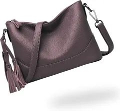 pokiele レディース ショルダーバッグ ハンドバック 2WAY 5ポケット PUレザー 斜め掛け 肩掛け (ダークパープル)