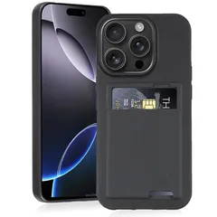 【在庫処分】超耐磨 全面保護 TPUスマホケース マット質感 軽量（ブラック）アイフォン16プロ 薄型 ストラップホール付き 耐衝撃 携帯便利 背面カード収納 ケース iPhone 対応 PRO 16 16 PROケース 】iPhone Agaiy 黒 【