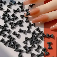 No.326 【50個セット】マットブラック リボン ネイルパーツ デコ 3D 地雷系 量産型