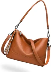 pokiele レディース ショルダーバッグ ハンドバック 2WAY 5ポケット PUレザー 斜め掛け 肩掛け (キャメル)