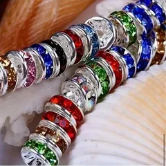 No.328 50個セット】キラキラ ロンデル ミックス 50個 ラインストーン ビーズ アクセサリーパーツ