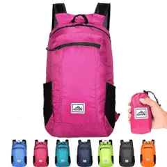 リュック バックパック 20L ローズ 折り畳み 超軽量 約85g 撥水 登山 旅行 リュックサック 大容量 防水 通気性 収納袋付き サイドポケット メッシュ ハイキング トレッキング キャンプ アウトドア メンズ レディース バッグ 折りたたみ 山登り