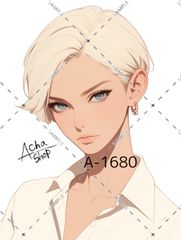 A-1680 女の子 ステッカー sticker 素材 コラージュ collage シール achashop