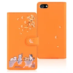 【数量限定】手帳型 かわいい猫 落ち葉 手帳型 に適合する iPhone7ケース に適合する カード収納 ケース 軽量 向けの ケース iPhone8 携帯ケース SE3 向けの アイフォンSE iPhone 携帯カバー と互換性のある と互換性のある iPh