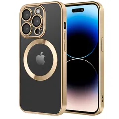 【新着商品】ケース Magsafe対応 用 米軍MIL規格取得 耐衝撃 スマホケース 指紋 黄変防止 Max カメラ保護 透明 2023年新型 アイホン14pro iPhone14Pro max 用 6.7インチ (ゴールド)