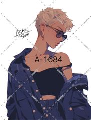 A-1684 女の子 ステッカー sticker 素材 コラージュ collage シール achashop