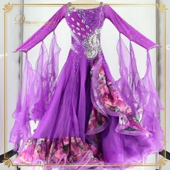 新品　豪華　社交ダンス　黒　ピンク　紫　スカート　花柄　パーティ　4272 新品 豪華 社交ダンス 黒 ピンク 紫 スカート 花柄 パーティ 4272 お