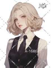 A-1686 女の子 ステッカー sticker 素材 コラージュ collage シール achashop