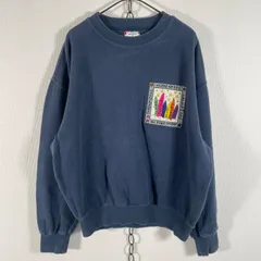 日本製 90s Vintage Castelbajac sport 刺繍 クルーネック スウェット ボックスシルエット サイズ3 ネイビー
