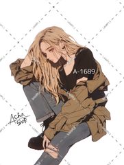 A-1689 女の子 ステッカー sticker 素材 コラージュ collage シール achashop