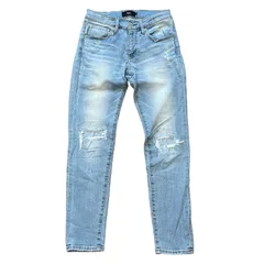 AZUL BY MOUSSY VINTAGE REMAKE SKINNY 2 リペア加工 スキニーデニム ライトブルー メンズS アズールバイマウジー