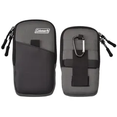 エツミ & Coleman (コールマン) コラボレーションモデル スマートポーチ グレー スマホポーチ ベルト ループ カラビナ 付き アウトドア キャンプ iPhone Galaxy Google Pixel Xperia など対応 汎用スマホケース