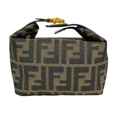 美品】フェンディ ズッカ柄 アクセサリーポーチ ハンドバッグ ゴールド