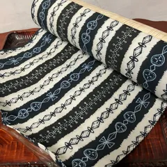 さぬき保多織 反物 木綿 縞柄 黒×生成 民藝調 香川伝統織物 和裁素材|雑貨屋えこわっか