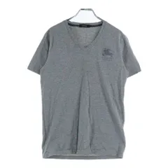 BURBERRY BLACK LABEL (バーバリー ブラックレーベル) ワンポイントロゴ刺繍 Vネック コットン 半袖Tシャツ カットソー グレー D1P47-152-04