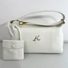 【新品同様✨】キタムラ トートバッグ 肩掛け ワンハンドル ポーチ付き ホワイト レザー ハンドバッグ