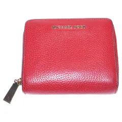 MICHAEL KORS (マイケルコース) ロゴ ラウンドファスナーレザーコンパクトウォレット 財布 レッド