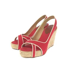 Christian Louboutin クリスチャンルブタン ウェッジソールサンダル 表記サイズ:37 エスパドリーユ    レッド/ベージュ レディース / 240001176856