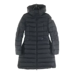 MONCLER (モンクレール) 18AW FLAMMETTE フラメッテ ワッペンロゴ ジップアップ ダウン ロング ジャケット コート ブラック レディース C20934993105 54155