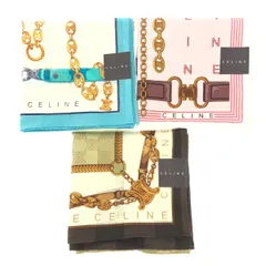 CELINE セリーヌ ハンカチ3枚セット  マカダム柄/チェーン    ブラウン/ピンク/ブルー レディース / 240001177951