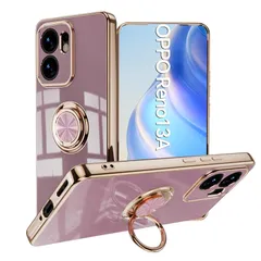 【新品】 【Yikasina】 OPPO Reno13 A ケース リング付き おしゃれ スマホケース オッポ リノ13 a ケース かわいい 人気 車載ホルダー スタンド機能 シンプル (パープル) 1