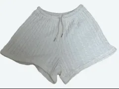 アイボリー ケーブル編み ケーブル ニット ハーフパンツ ショートパンツ 冬