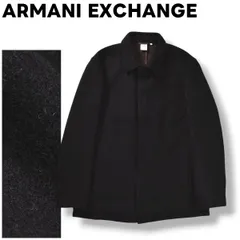 【上品】 アルマーニ エクスチェンジ ARMANI EXCHANGE AX ウール ステンカラー コート センターベント 比翼 L ブラック x ブラウン ラグジュアリー モード カジュアル ウェア メンズ