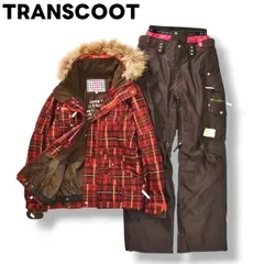 【極暖】 トランスクート TRANSCOOT スノーボード ウェア セットアップ 上下 ウィンドブレーカー ジャンパー 裏起毛 中綿 9 チェック柄 レッド x ブラウン スノボ スキー ウィンター スポーツ ウェア レディース ♪