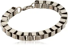 【人気商品】レディース ブレスレット シルバー メンズ kog4617 ブラックシルバー チェーンブレスレット Free [アンコロック] Size