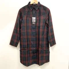 OG35 タグ付き Zelal ゼラール シャツワンピース チェック ネイビー ワイン系 レディース 11AR