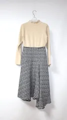 ハンサム マイン ニット バイカラー アシンメトリー チェック ONE PIECE 44 55