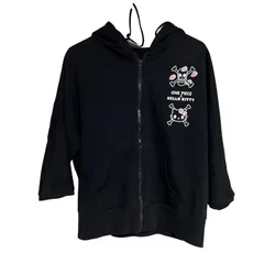 ZM1659 ONE PIECE HELLO KITTY ワンピース キティ コラボ ジップアップ パーカー ブラック レディース L