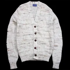 70s USA製 PENDLETONペンドルトン 編み柄 切り替え ネップ入り ウールニット カーディガン ナチュラル ミックス M★ビンテージ オールド