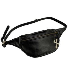 VANSON BACKDROP Custom-Made Crossbone Leather Waist Bag, Men's Body Bag/Waist Pouch, Black, 201goods-834 VB