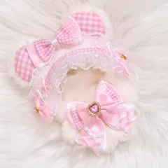 10cm～12cm用 ぬい服 ハンドメイド いつぬい クマ耳 ピンク