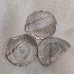 叩き刷毛目皿　創作皿　唐津焼　取り皿　受け皿　盛り皿　多用途創作皿　３枚セット