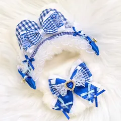 10cm～12cm用 ぬい服 ハンドメイド いつぬい うさ耳 青