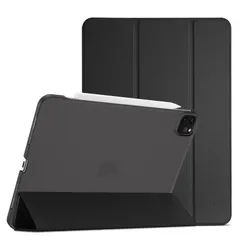 ProCase iPad Pro 12.9 ケース 第6/5/4/3世代に適用（2022 2021 2020 2018） スリム 三つ折り スタンド スマートカバー Pencilのペアリングと充電に対応 - ブラック