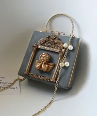 [アイモハ] チェーンバッグ ミニ 斜めかけ ハンドバッグ ショルダーバッグ レディース フォーマルバッグ エンジェル