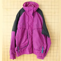 80s 90s Columbia Powder Keg ジップアップナイロンジャケット パープル ブラック レディースL アウトドア アメリカ古着　092425aw116