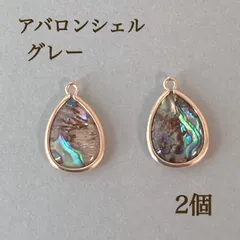 新商品　アバロンシェル グレー 大　2個　金枠　ネックレスピアス　18kgp ハンドメイド　アクセサリー　素材　パーツ
