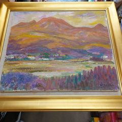 ☆版画☆深見東州 リトグラフ 和佐谷の白山黄金降る山 箱・黄袋入☆F30