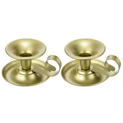 【在庫処分】ダイニング装飾用 結婚式 パーティー テーブルセンターピース キャンドルライトスタンド 黄金色シンプル燭台ホルダー 2セット レトロアイアンテーパーキャンドルホルダー PATIKIL