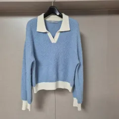 90(M) 8seconds エイトセカンズ レディース ブークレ KARA（カラ） ニット ブルー