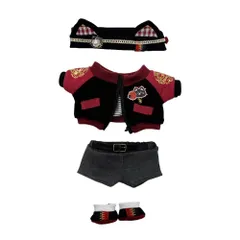 niannyyhouse　20cm ぬいぐるみ 服　赤い炎セット　ヘッドウェア 　コート 　半ズボン　靴　綿人形 服　着せ替え　アクセサリー (20cm)