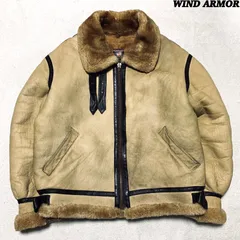 Wind Armor / U.S.SHEEPSKIN B-3 フライトジャケット ボンバージャケット シアリングジャケット ミリタリー ムートン シープスキン 羊革 ロゴ刻印 VINTAGE ヴィンテージ 3L ベージュ ウィンドアーマー ウインドアーマー