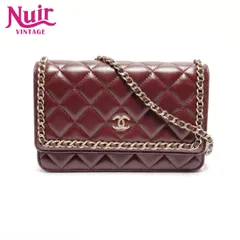 CHANEL シャネル ショルダーバッグ マトラッセ チェーンウォレット ラムスキン レッド 30 番台 2020-2021【中古】