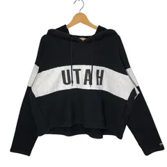 Champion チャンピオン REVERSE WEAVE リバースウィーブ 短丈 UTAH クロップド丈 パーカー フーディー プルオーバー 長袖 フロントプリント 袖刺繍 PAKISTAN製 JPN-3XLサイズ ブラック ホワイト